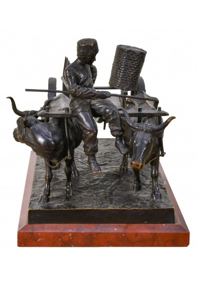 Ходорович Феликс Игнатьевич (1840-е – после 1912). Скульптурная композиция "Телега с двумя волами и погонщиком". 