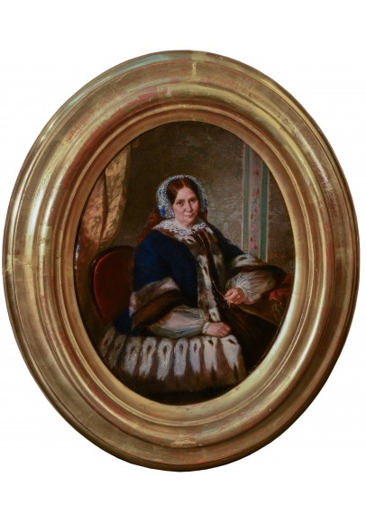 Карелин Андрей Осипович (1837-1906). Парные портреты «Портрет мужчины с собачкой», «Портрет дамы в салоне».