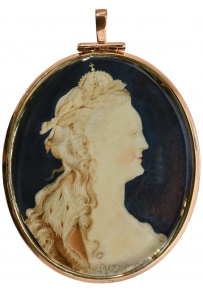 Огюстен (Августин) де Сент-Обен (1736-1807). "Профильный портрет императрицы Екатерины II". 