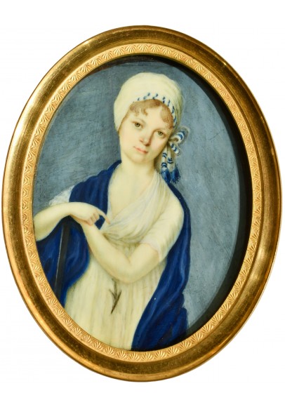 Строли (Стролей, Стролинг) Петер Эдуард (1768- после 1826).  Миниатюра «Портрет девушки в чепце».  
