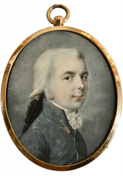 Строли (Стролей, Стролинг) Петер Эдуард (1768- после 1826). Миниатюра «Портрет мужчины в сером камзоле». 
