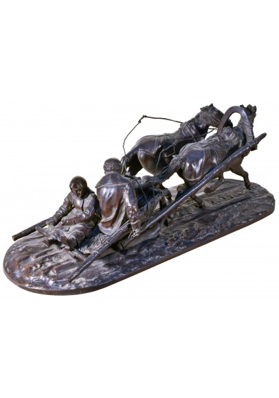 Лансере Евгений Александрович (1848-1886).  Скульптурная композиция «Крестьянские сани».
