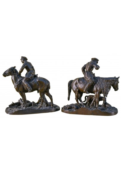 Лансере Евгений Александрович (1848-1886). Парные скульптурные композиции «Отправление на охоту» и «Возвращение с охоты».
